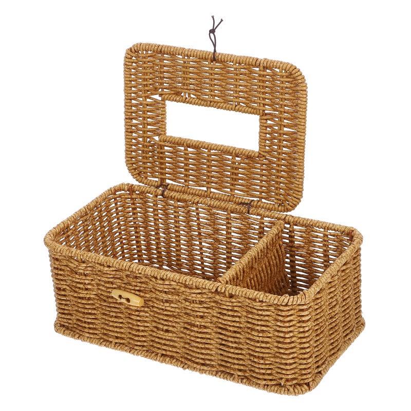 Tissue Box Household Imitation Rattan Tissue Case Storage Box Desktop Tissue Container - Image 4