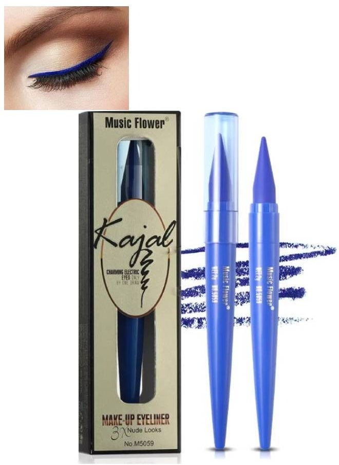 Music Flower - Kajal Eyeliner Pen Charming Eyes Makeup Eyeliner Pencil Waterproof Long Lasting Smudge Proof Eye Liner Pen Smooth Texture Long Wearing Eyeliner Pencil Blue - Image 1