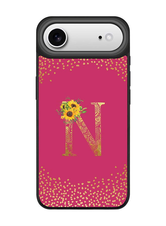 Stylizedd iPhone Air Case, [Compatible with MagSafe] Slim Magnetic cover Phone Case iPhone Air -Custom Floral Monogram - N ( Deep Pink ) - Image 1