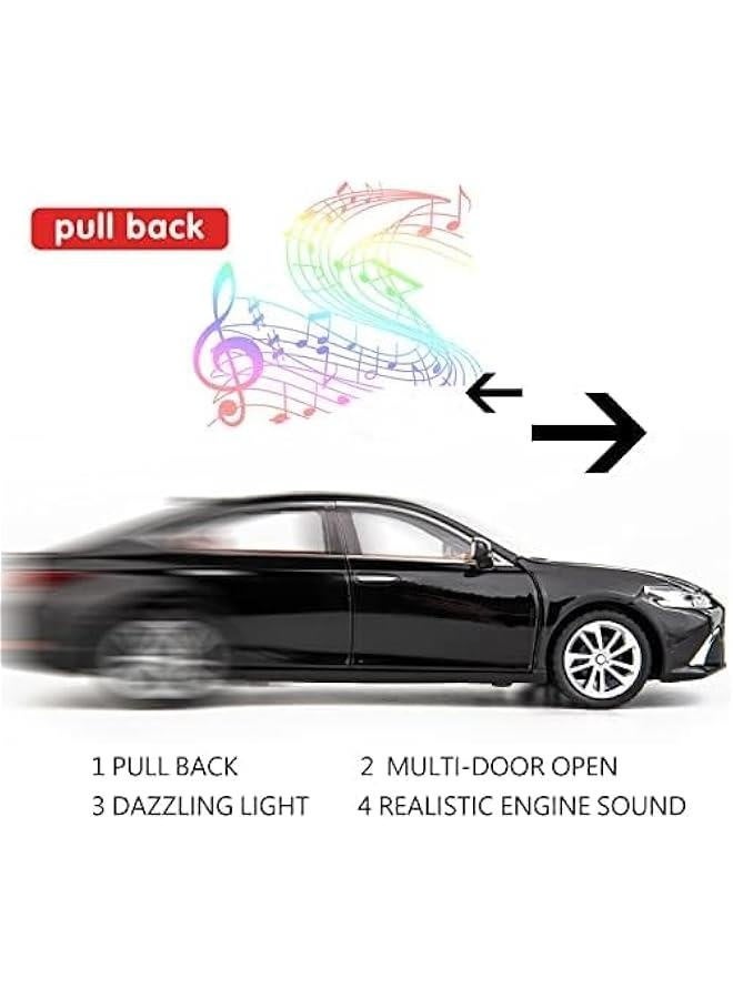 1/24 Lexus ES300 Diecast Car Model Alloy Collectible Pull Back Toy Car with Light and Sound Toy Vehicle for Boys Children Gift(Black)