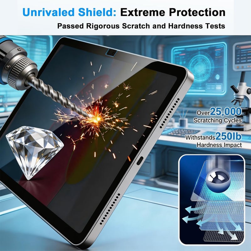 XINDERS 1 Pack Privacy Screen Protector for IPAD 11th/10th Generation 10.9 inch (2025/2022 Models) Tempered Glass Apple Pencil Compatible - Image 5