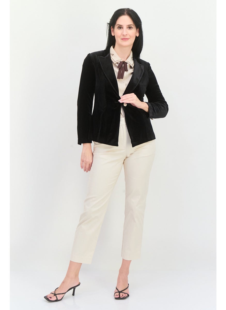 STEVE MADDEN - Women Regular Fit Velvet Casual Blazer, Black - Image 1