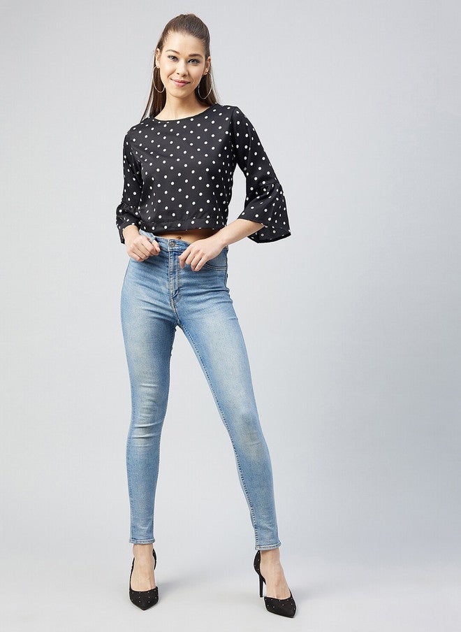 CHIMPAAANZEE Black Polka Dot Crop Top - Image 5