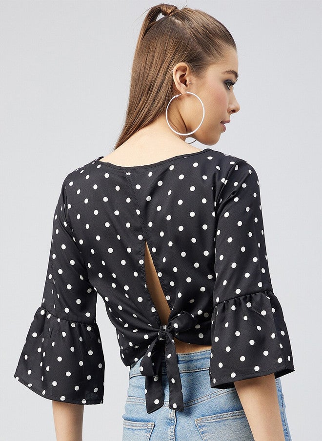 CHIMPAAANZEE Black Polka Dot Crop Top - Image 4