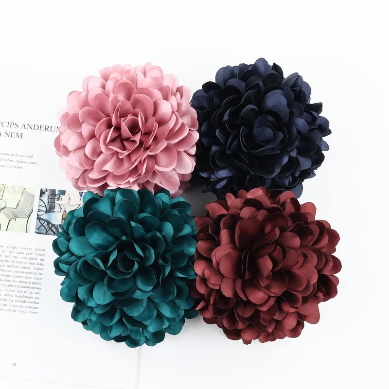 Cinaci 4 Pack Black Plastic Hair Claws Clips with Big Large Satin Flower Bow Barrettes Clamps Bun Chignon Updo Holders Hair Accessories for Women Girls - Image 5