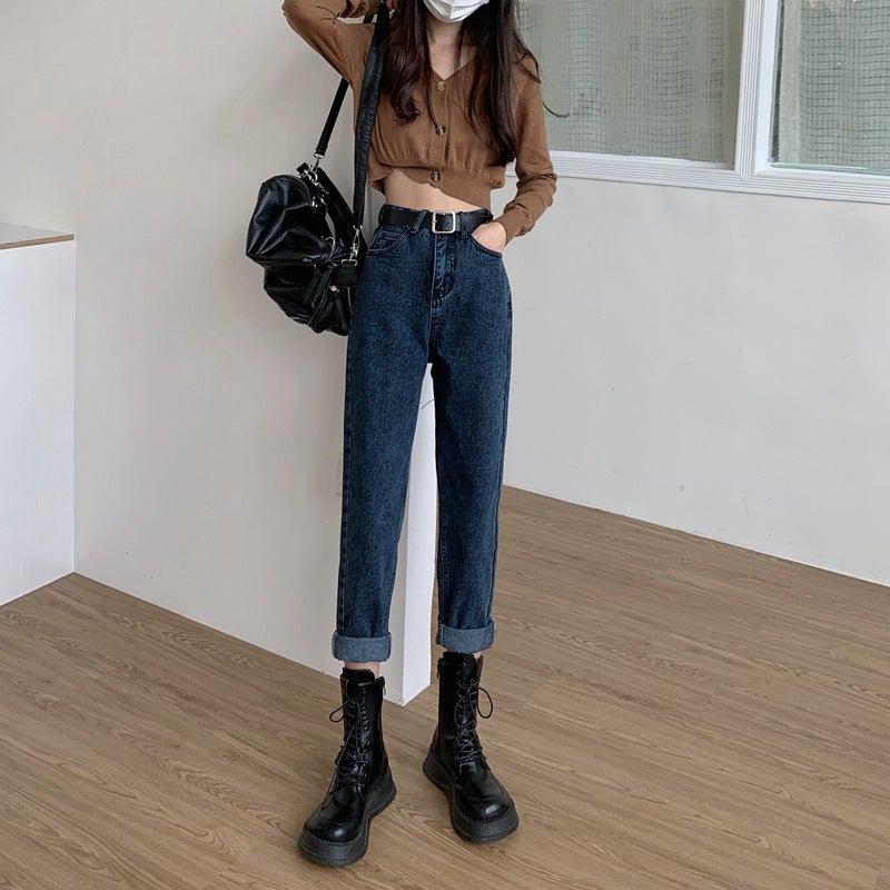 High-Waisted Jeans For Women, Slimming And Height-Enhancing, Style, 2025 Straight-Leg Loose Harem Pants, Student Dad-Style Carrot Pants - Image 4