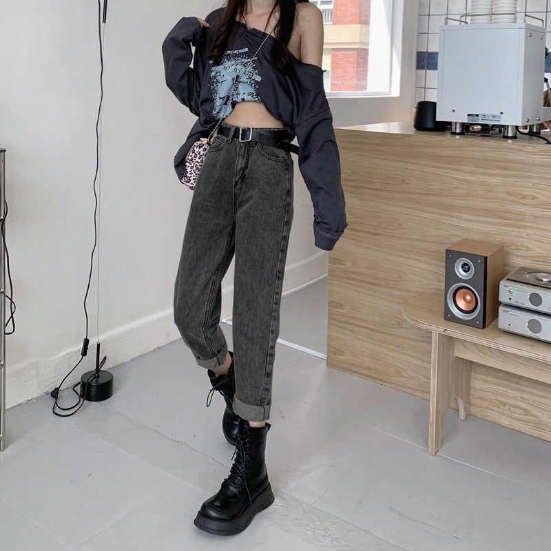 High-Waisted Jeans For Women, Slimming And Height-Enhancing, Style, 2025 Straight-Leg Loose Harem Pants, Student Dad-Style Carrot Pants - Image 5