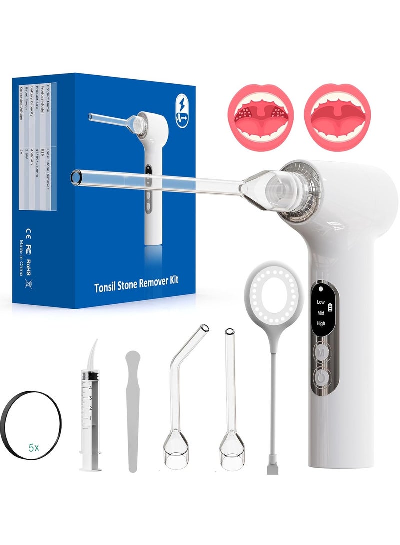 Electronic Tonsil Stone Remover Vacuum, 10-in-1 Tonsil Stone Removal Kit, Built-in Blue Light Vacuum, Easy to Use, Fight Bad Breath, Oral Cleaning and Care - Image 1
