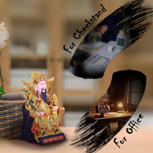 ART PARK CAI Shen Statue, Caishen, Wencaishen, God of Fortune, God of Wealth, Zhao CAI, Feng Shui Decor, Feng Shui Gift, Chinese New Year Gift （Gold 12 Inches） - Image 4