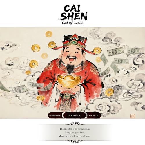 ART PARK CAI Shen Statue, Caishen, Wencaishen, God of Fortune, God of Wealth, Zhao CAI, Feng Shui Decor, Feng Shui Gift, Chinese New Year Gift （Gold 12 Inches） - Image 3