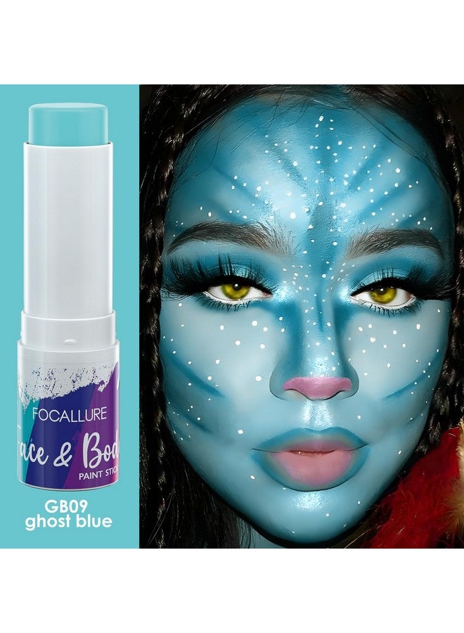 FOCALLURE Face Body Paint Stickeye Black Stick For Sportsface Painting Kit Professional Hypoallergenic Foundation Makeup For Halloween Cosplay Sfx Costume Partyghost Blue - Image 3