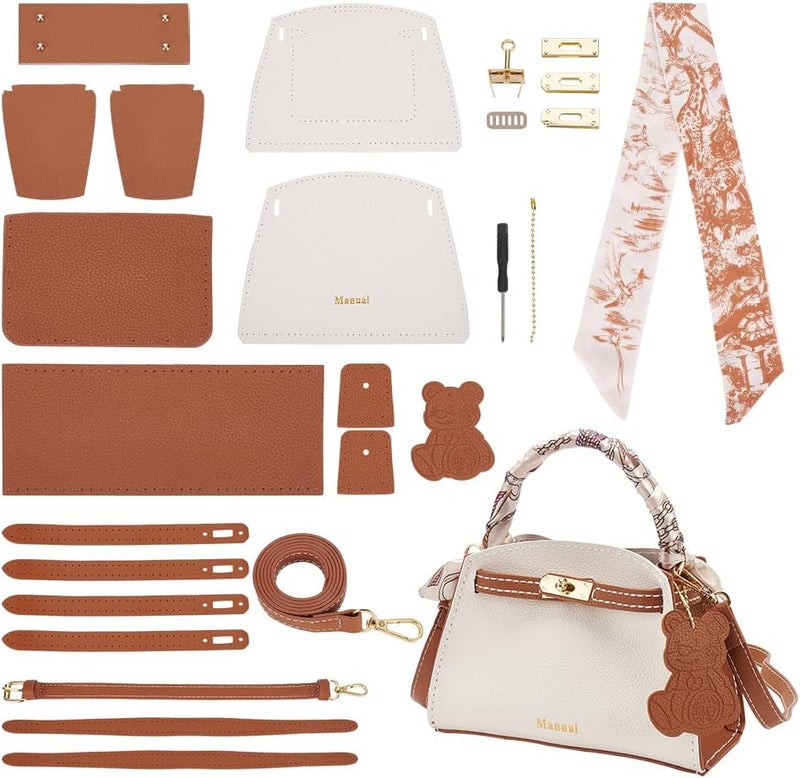 كلاراكو مجموعة صنع حقيبة يد جلدية من كلارك، مصنوعة من جلد البولي يوريثان، مواد خياطة حقيبة جلدية، حياكة كروشيه، مجموعات صنع حقيبة كتف من كلارك، جميع الملحقات للنساء، لون بني، 7.8×5.5 بوصة - Image 1