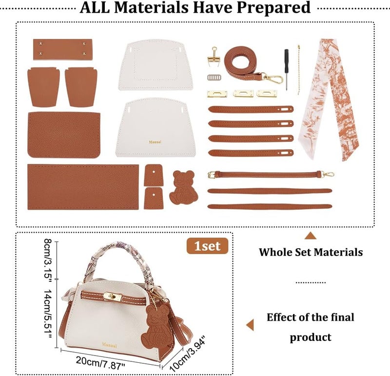 كلاراكو مجموعة صنع حقيبة يد جلدية من كلارك، مصنوعة من جلد البولي يوريثان، مواد خياطة حقيبة جلدية، حياكة كروشيه، مجموعات صنع حقيبة كتف من كلارك، جميع الملحقات للنساء، لون بني، 7.8×5.5 بوصة - Image 2