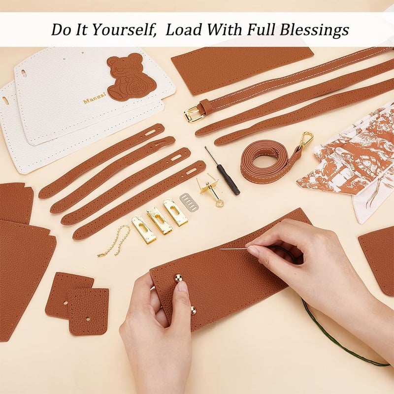 كلاراكو مجموعة صنع حقيبة يد جلدية من كلارك، مصنوعة من جلد البولي يوريثان، مواد خياطة حقيبة جلدية، حياكة كروشيه، مجموعات صنع حقيبة كتف من كلارك، جميع الملحقات للنساء، لون بني، 7.8×5.5 بوصة - Image 3