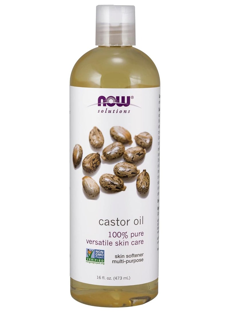 NOW Solutions, Castor Oil, 100% Pure Versatile Skin Care, Multi-Purpose Skin Softener, 16-Ounce - Image 1