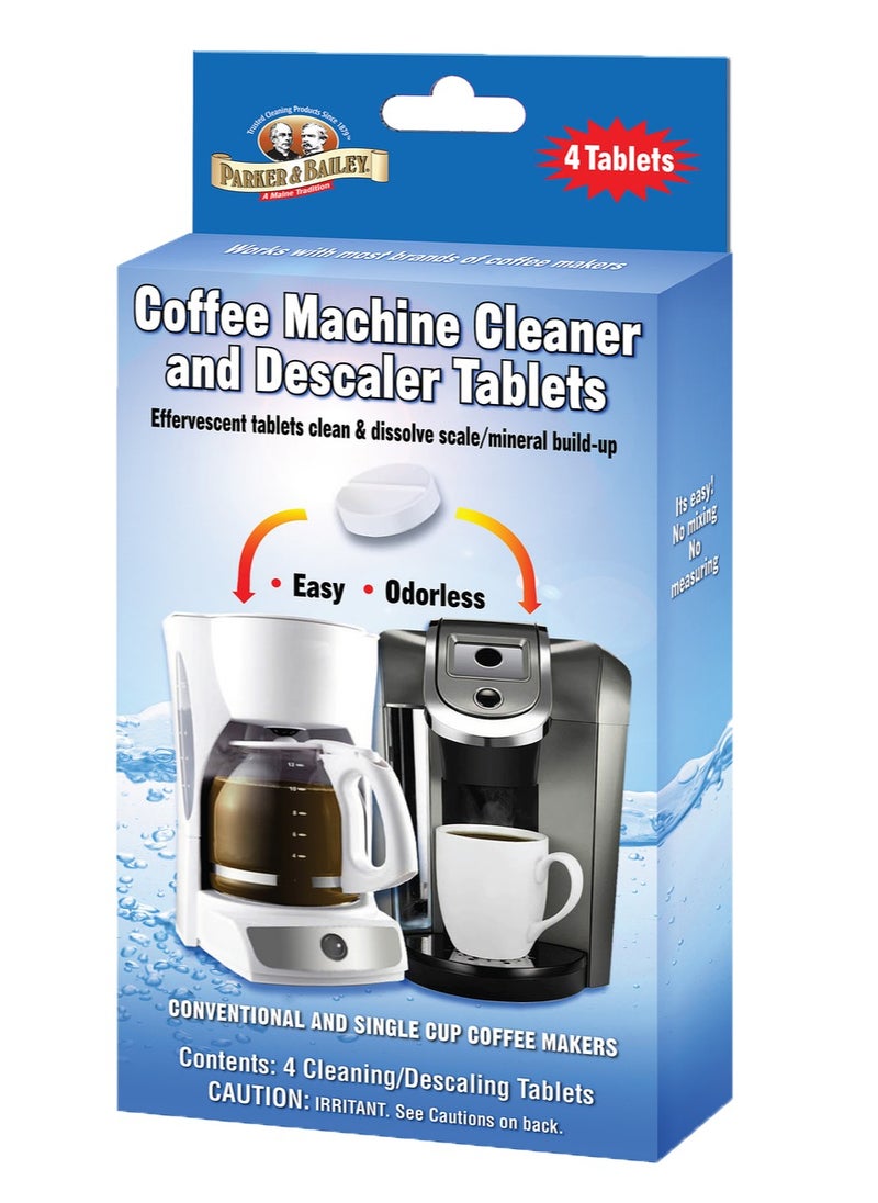 Parker & Bailey Coffee Machine Cleaner & Descaler 4 Tablets 