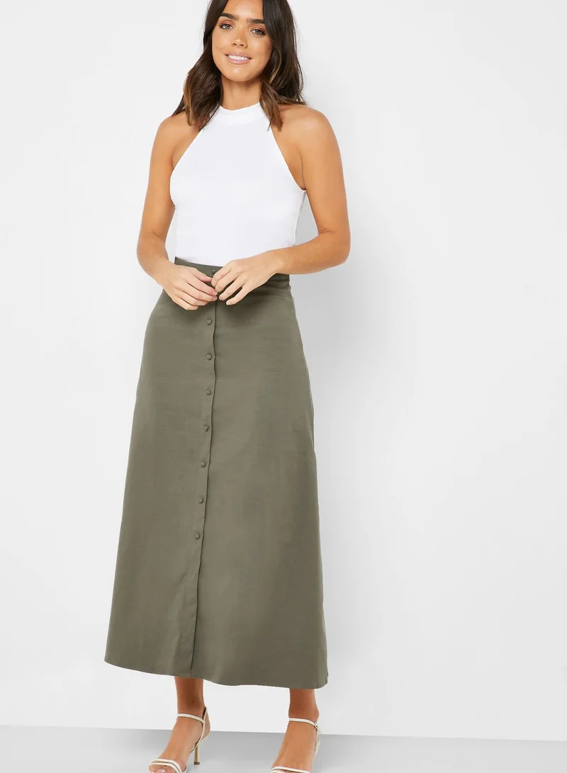 MANGO Button Down Midi Skirt