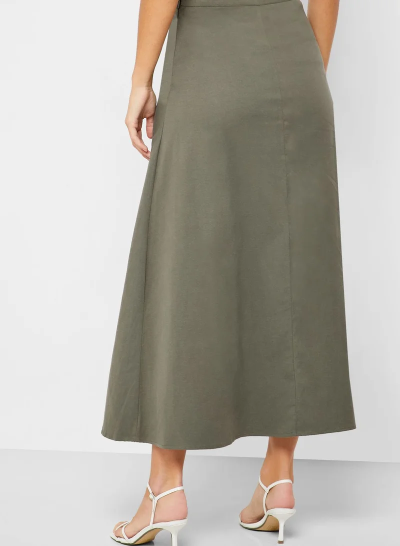 MANGO Button Down Midi Skirt