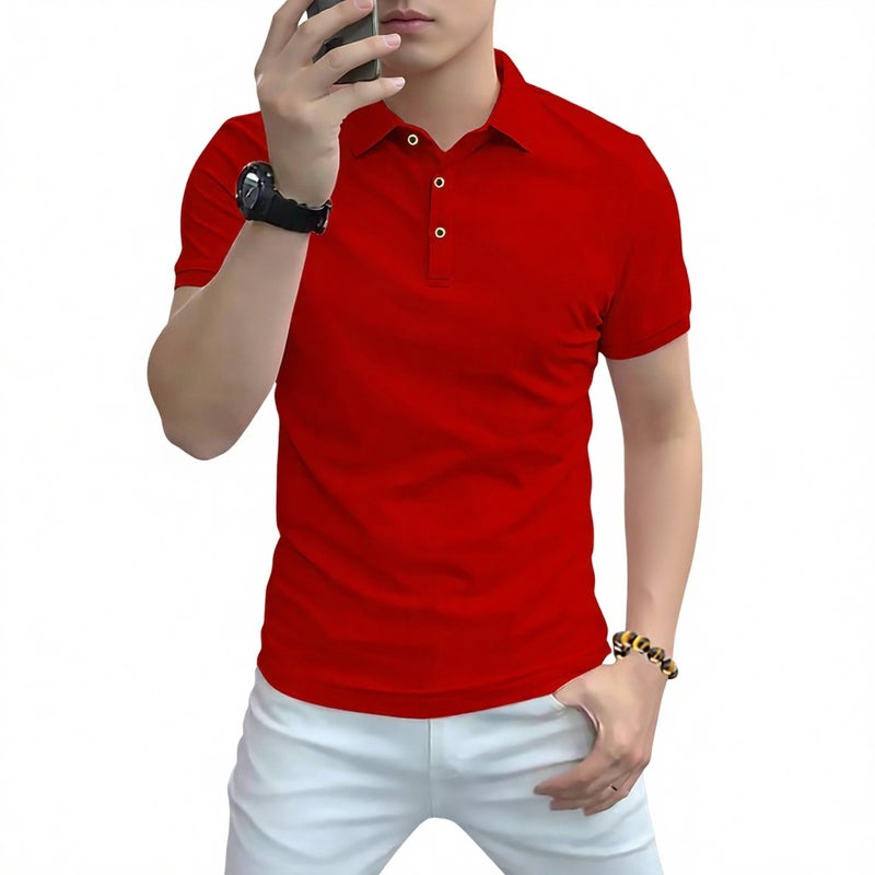 Men's Embroidered Polo Shirt Short Sleeve Business Casual Breathable Summer Top - Image 1