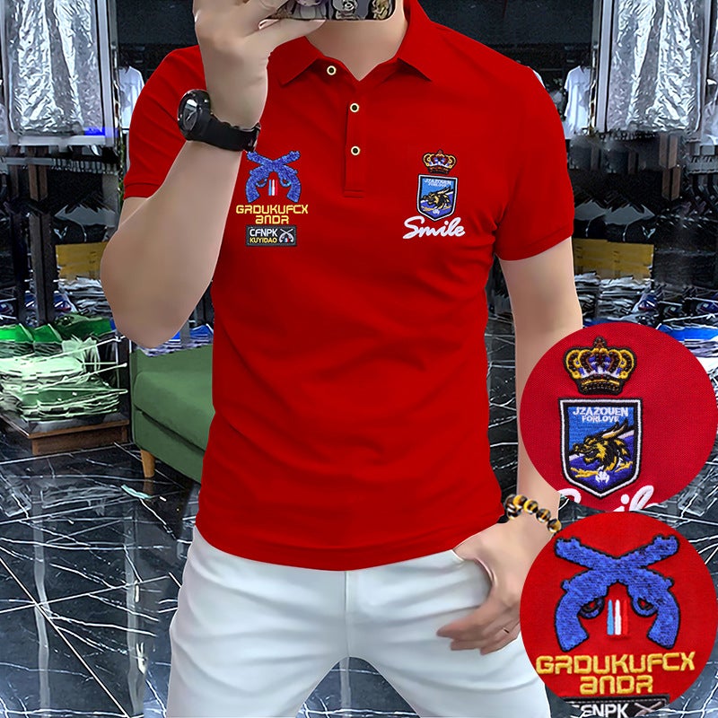 Men's Embroidered Polo Shirt Short Sleeve Business Casual Breathable Summer Top - Image 2
