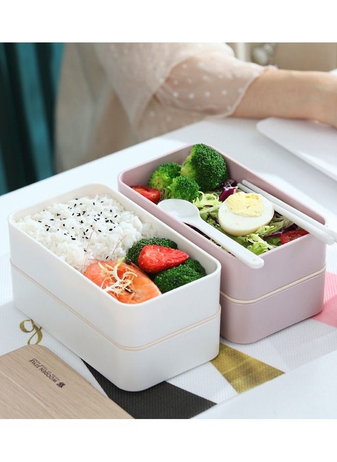 Arabest - Wooden Double-layer Lunch Box Portable Microwave Oven Bento Box Black - Image 1