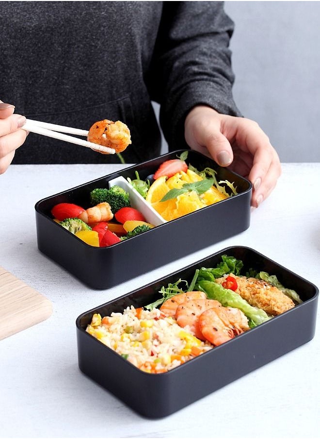 Arabest - Wooden Double-layer Lunch Box Portable Microwave Oven Bento Box Black - Image 1