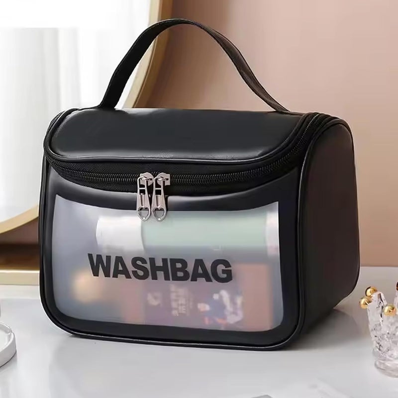 7 Seas 7Seas Makeup and Cosmetic Organizer Pouch Bag for WomenTravel Kit Organizer Toiletry Bag with Carry Hand StrapTransparent View Makeup BrushesBeauty Accessories and Skin Care Product Case Black - Image 5