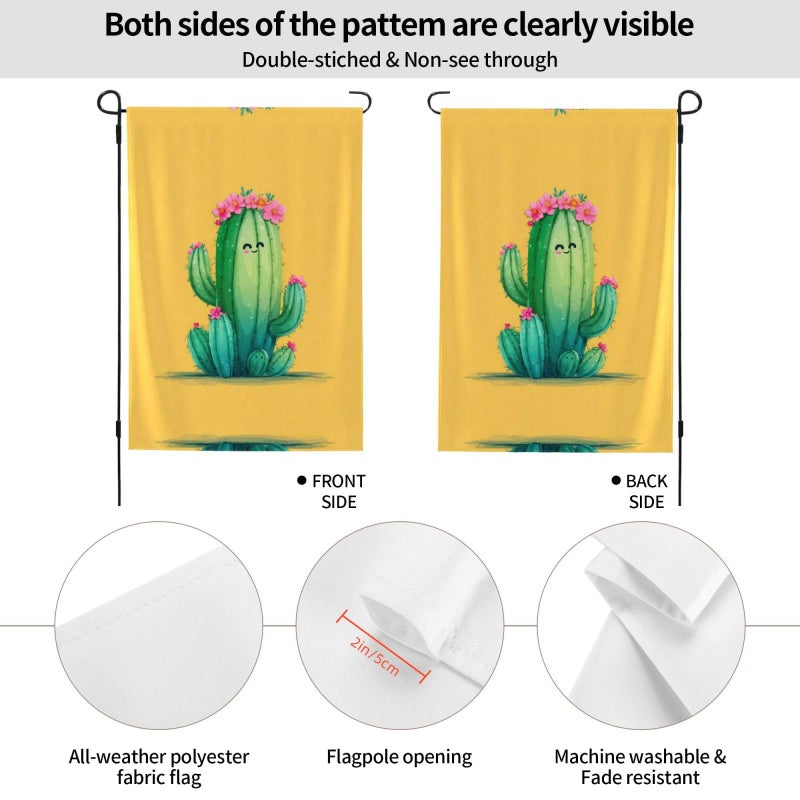 Double Sided Funny Cactus Garden Flag 28x40 Inch Outdoor Yard Decor - Image 3