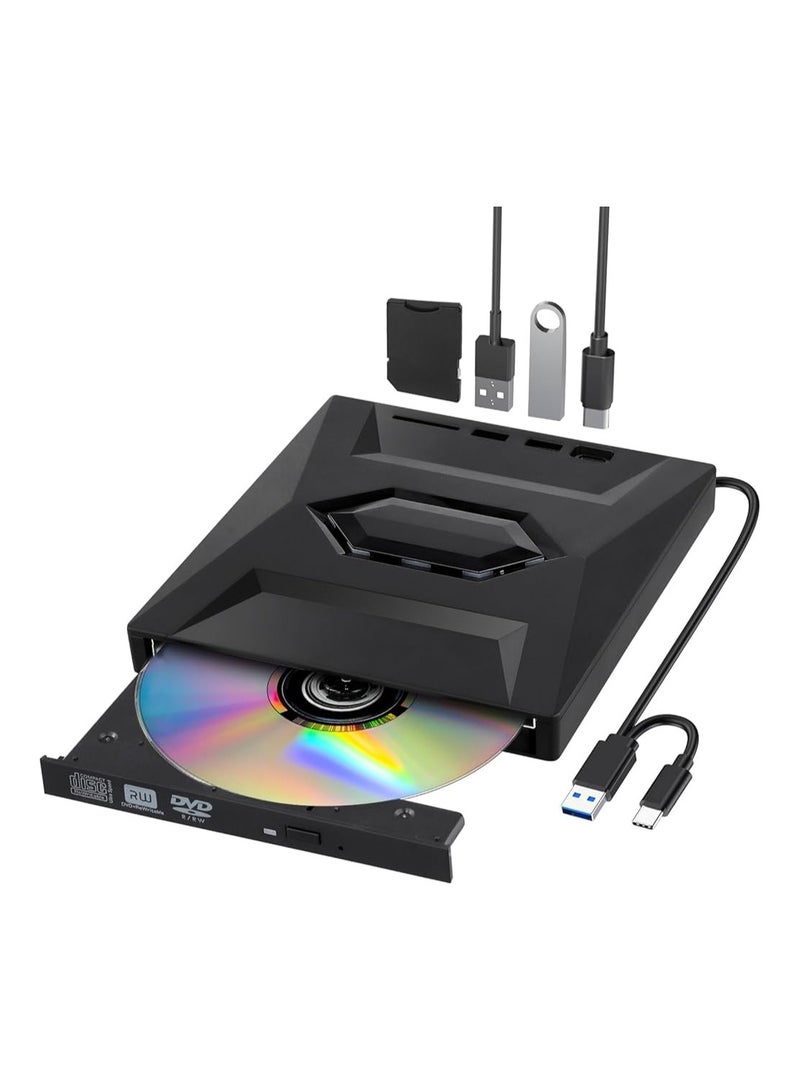 External Portable  DVD ,Writer Reader,CD Burner +/-RW with USB 3.0 typc C Port& SD Card 5 in 1 - Image 1