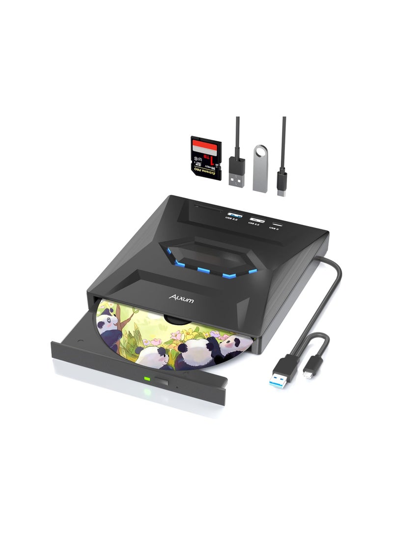 External Portable  DVD ,Writer Reader,CD Burner +/-RW with USB 3.0 typc C Port& SD Card 5 in 1 - Image 2