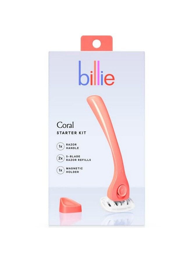 Billie - Coral Starter Kit 1X Razor Handle + 2X 5Blade Razor And 1X Magnetic Holder - Image 1