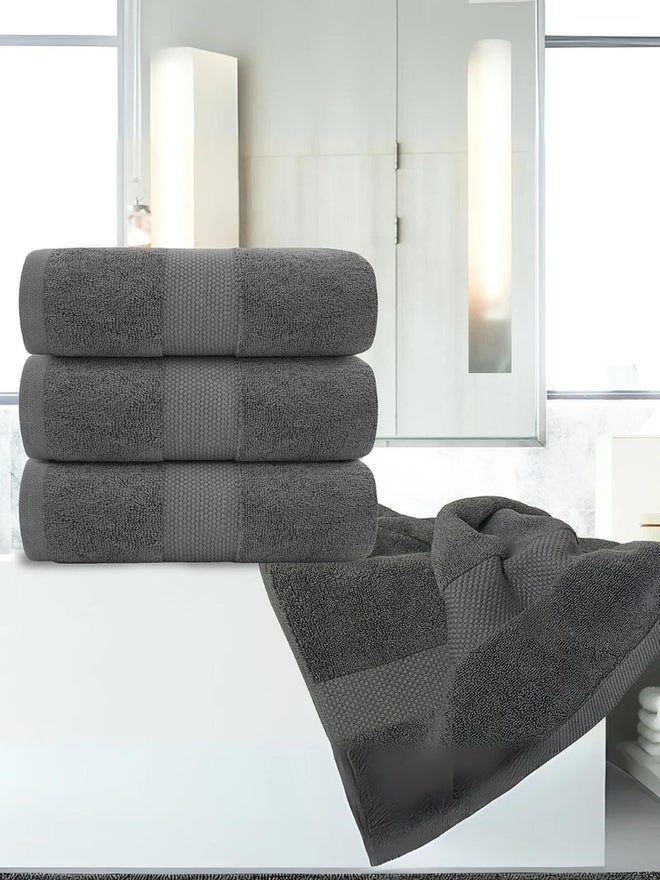 1CHASE Pack of 4 - Luxury Cotton Large Bath Towel, Grey 70x140cm - Image 3