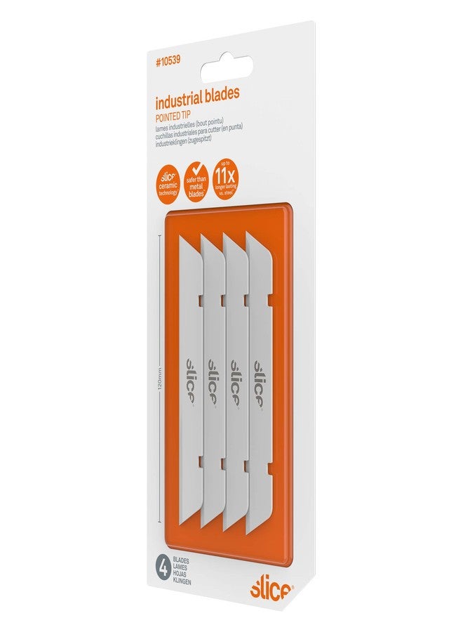 Slice 10539 Extra Long Industrial Blade, Advanced Ceramic, Ideal for Insulation, Batting, Foam, Finger-Friendly Safety Blade; Lasts 11x Longer Than Metal, Pointed Tip (4 Pack) - Image 2