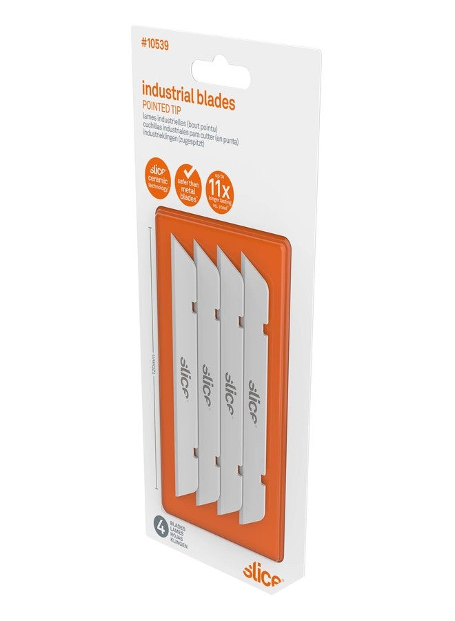 Slice 10539 Extra Long Industrial Blade, Advanced Ceramic, Ideal for Insulation, Batting, Foam, Finger-Friendly Safety Blade; Lasts 11x Longer Than Metal, Pointed Tip (4 Pack) - Image 3
