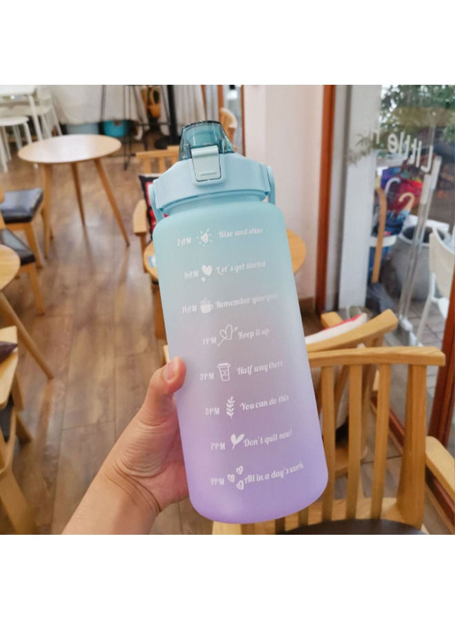 Arabest - 2l Large Capacity Water Bottle with Bounce Cap and Time Mark Reminder Cream Cup, Suitable for Outdoor Sports and Fitness in Blue/Purple - Image 1