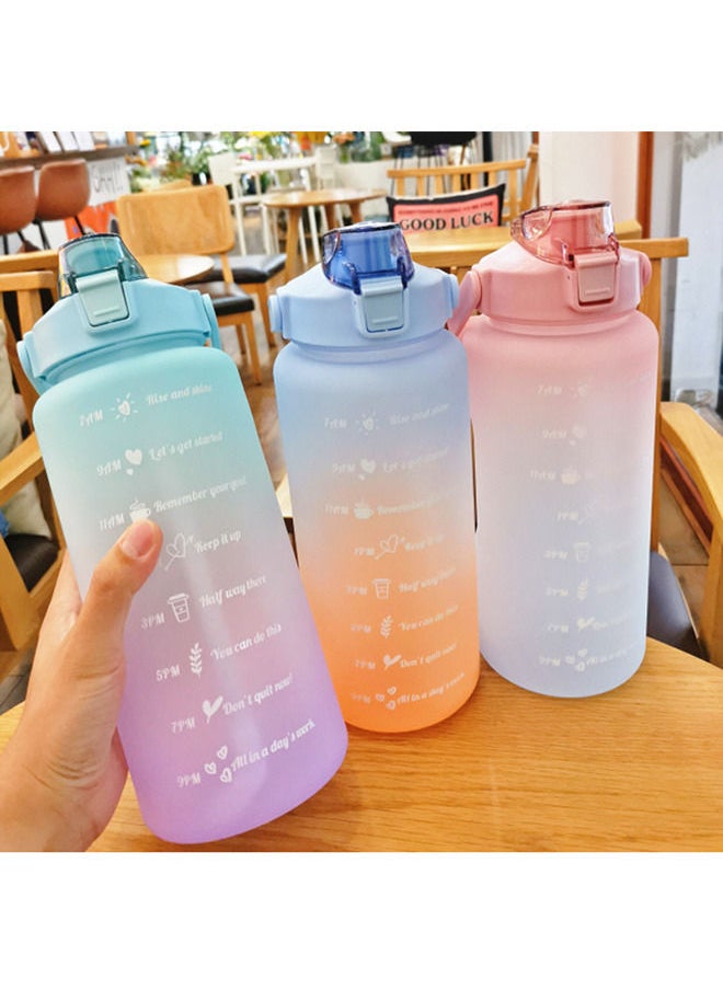 Arabest - 2l Large Capacity Water Bottle with Bounce Cap and Time Mark Reminder Cream Cup, Suitable for Outdoor Sports and Fitness in Blue/Purple - Image 1