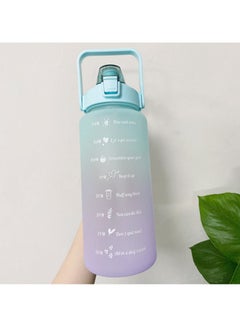 Arabest 2l Large Capacity Water Bottle with Bounce Cap and Time Mark Reminder Cream Cup, Suitable for Outdoor Sports and Fitness in Blue/Purple  - Image 2
