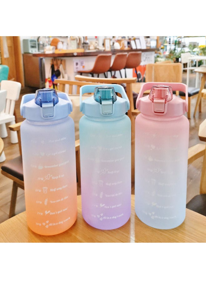 Arabest - 2l Large Capacity Water Bottle with Bounce Cap and Time Mark Reminder Cream Cup, Suitable for Outdoor Sports and Fitness in Blue/Purple - Image 1