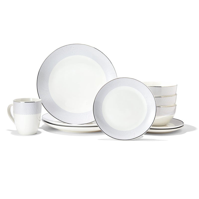 Elle Collection 16Piece Porcelain Dinnerware Set Charlotte White