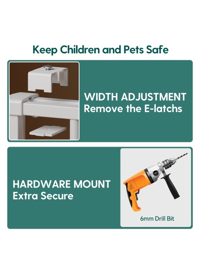 Babelio 86cm Extra Tall Baby/Dog Gate with No Threshold Design Walk Thru Door, 66-109cm Auto Close Safety Gate for Babies, Elders and Pets, Fits Doorways, Stairs, and Entryways, Black - Image 4