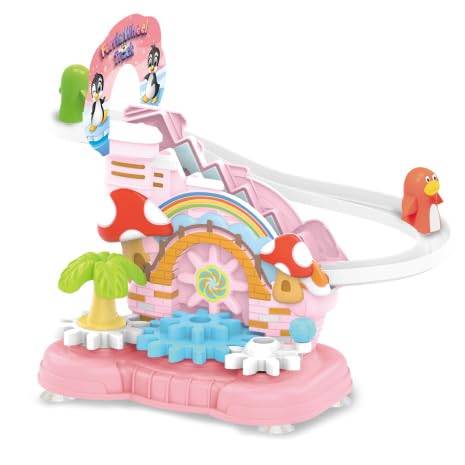 Brand Conquer Penguin Slide Toy Set, Funny Automatic Stair-Climbing Penguin Cartoon Race Track Set Little Lovely Penguin Slide Toy Escalator Toy with Lights and Music (Ferris Wheel Track) - Image 1