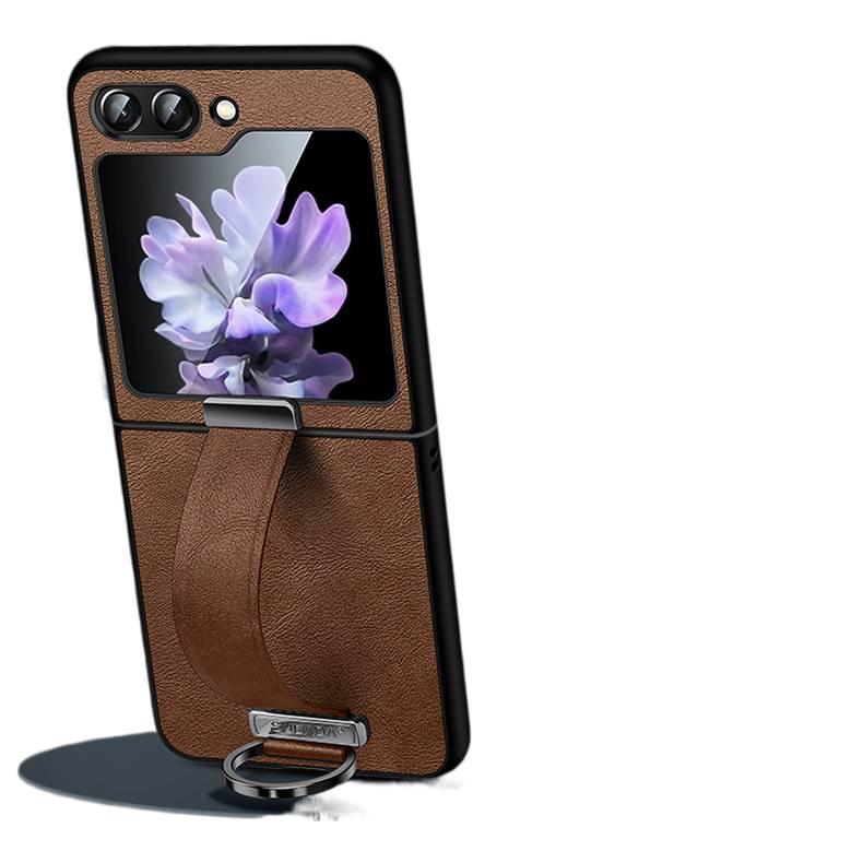 غطاء واقي | مقاوم للصدمات | حماية من السقوط | Mocha Brown | مقاوم للصدمات لـ Samsung Galaxy Z Flip 6 | ملمس جلد - Image 1
