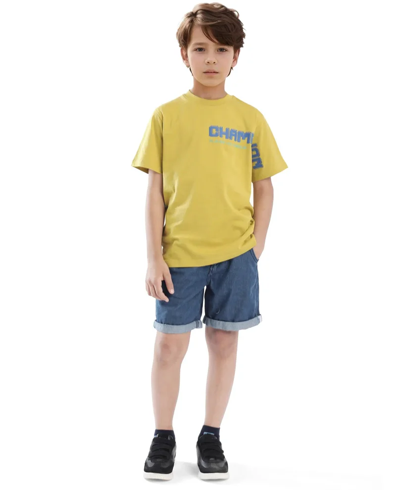 Rare Ones Rare Ones Kids Hype Yellow Cotton Half Sleeve Graphic Print Slip-On Closure Regular Fit T-Shirt