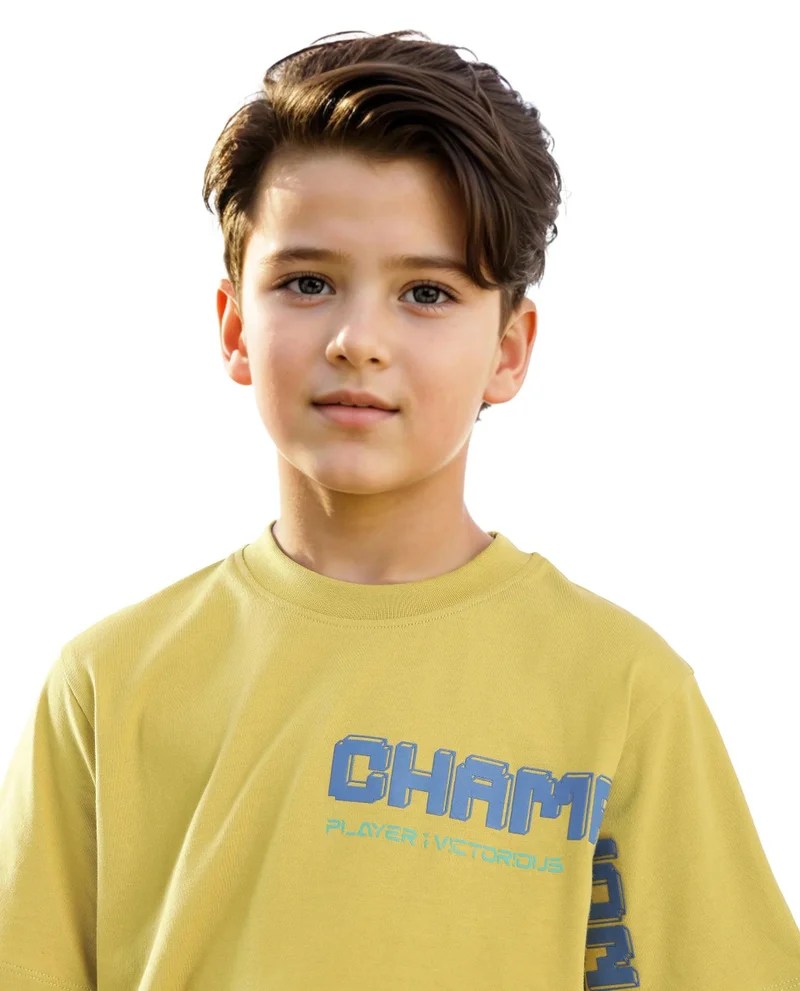 Rare Ones Rare Ones Kids Hype Yellow Cotton Half Sleeve Graphic Print Slip-On Closure Regular Fit T-Shirt