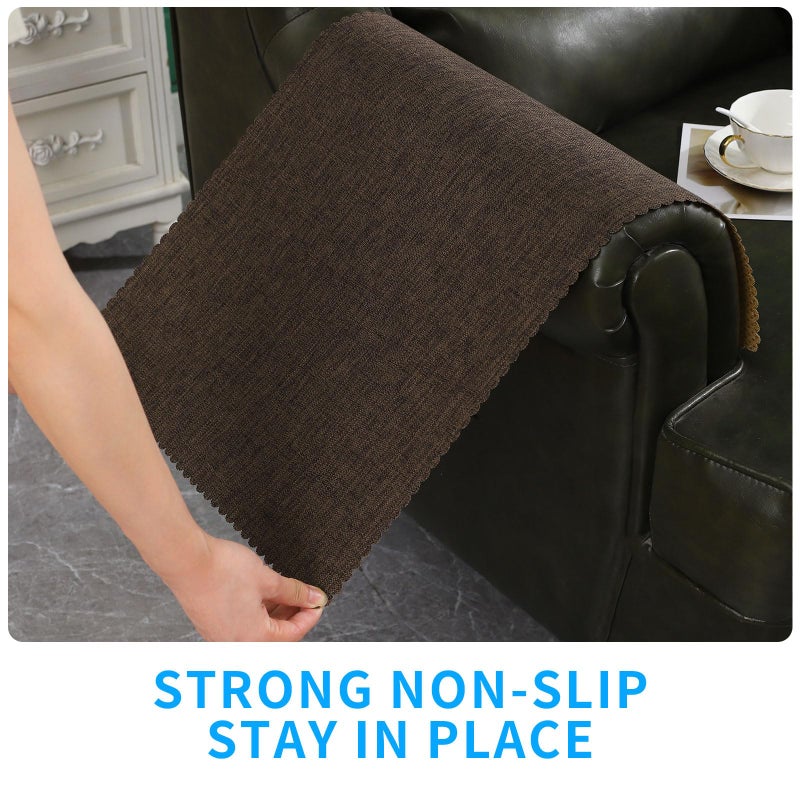 Hittun Sofa Arm Covers Non Slip Couch Arm Covers Washable Chair Arm Covers Protectors Set of 2 Wavy Border Armrest Covers for Sofa Leather Recliner Arm Covers for Recliner Chair (18"" x24""  Brown) - Image 4