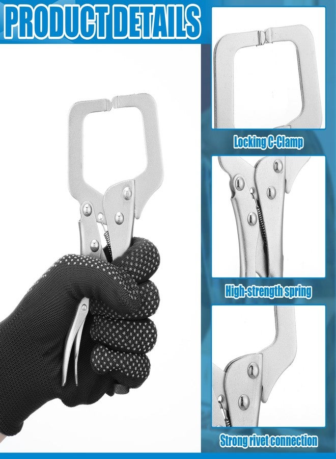 Yexiya 6 Pcs 6 Inch Locking C Clamp Original Lock Regular Tips Plain adjustable Alloy Steel Locking C Clamp for Woodworking Carpentry Welding Electrical Equipment, Silver - Image 3