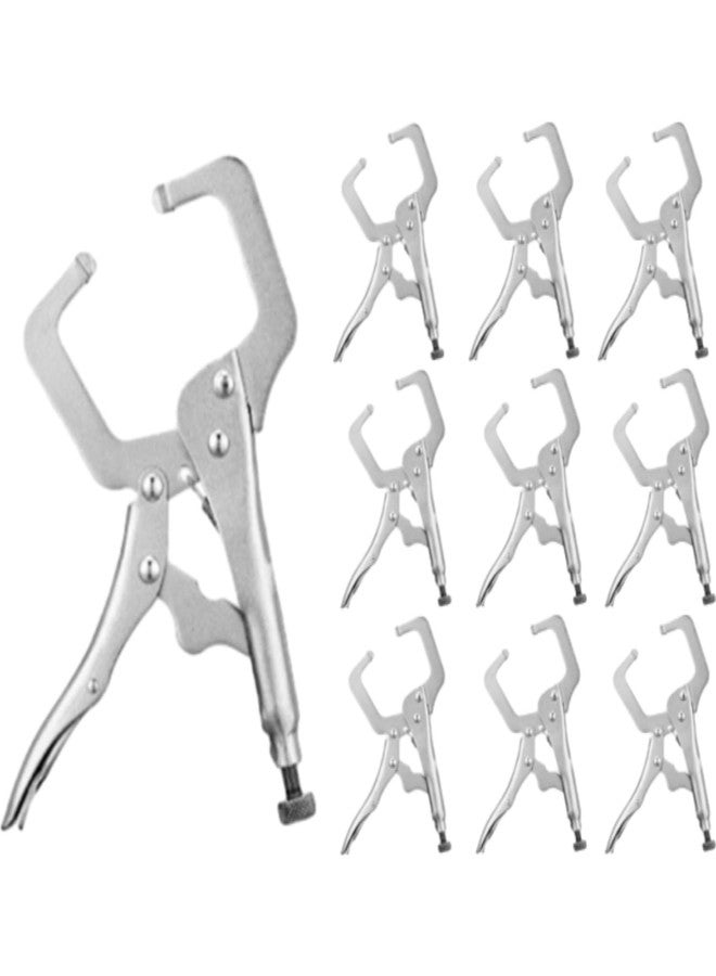 Yexiya 6 Pcs 6 Inch Locking C Clamp Original Lock Regular Tips Plain adjustable Alloy Steel Locking C Clamp for Woodworking Carpentry Welding Electrical Equipment, Silver - Image 1