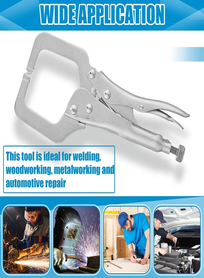 Yexiya 6 Pcs 6 Inch Locking C Clamp Original Lock Regular Tips Plain adjustable Alloy Steel Locking C Clamp for Woodworking Carpentry Welding Electrical Equipment, Silver - Image 4