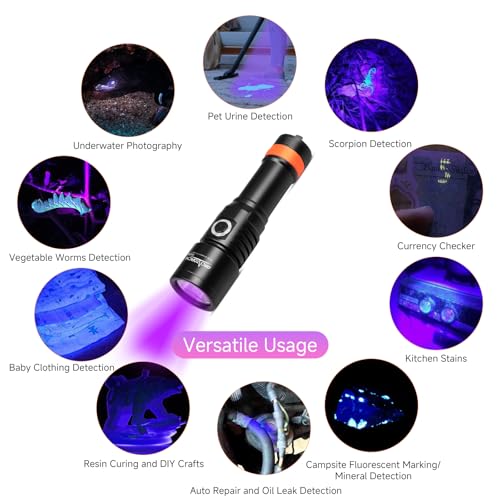 ORCATORCH D530V 395nm Fluorescent Dive Light for Scuba, 2 Modes, 120° Wide Beam Blacklight for Underwater Photography, Coral Detection & Resin Curing - Image 4