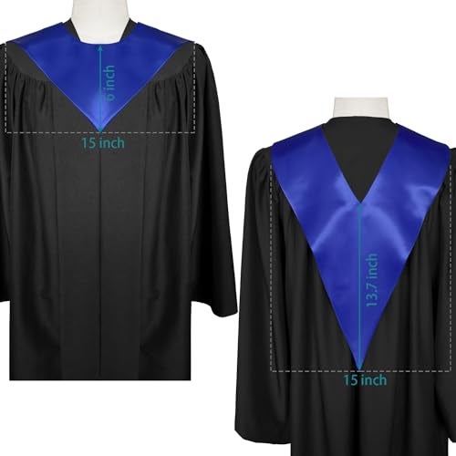 Endea Graduation Premium Adult V Stole Solid Color Unisex (Royal Blue) - Image 3